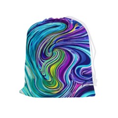 Waves Of Color Drawstring Pouch (xl) by GardenOfOphir