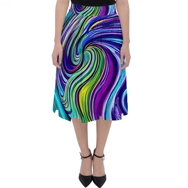 Waves Of Color Classic Midi Skirt