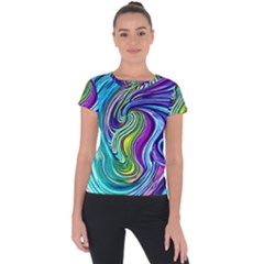 Waves Of Color Short Sleeve Sports Top  by GardenOfOphir