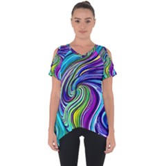 Waves Of Color Cut Out Side Drop Tee by GardenOfOphir