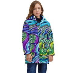 Waves Of Color Kid s Hooded Longline Puffer Jacket by GardenOfOphir