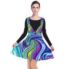 Waves Of Color Plunge Pinafore Dress by GardenOfOphir