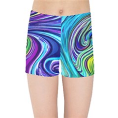 Waves Of Color Kids  Sports Shorts by GardenOfOphir