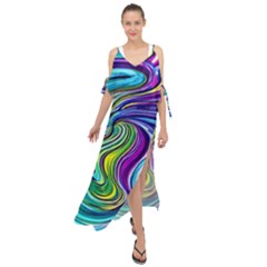 Waves Of Color Maxi Chiffon Cover Up Dress by GardenOfOphir