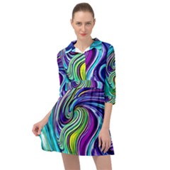 Waves Of Color Mini Skater Shirt Dress