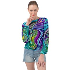 Waves Of Color Banded Bottom Chiffon Top by GardenOfOphir