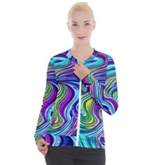 Waves Of Color Casual Zip Up Jacket by GardenOfOphir