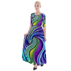 Waves Of Color Half Sleeves Maxi Dress by GardenOfOphir