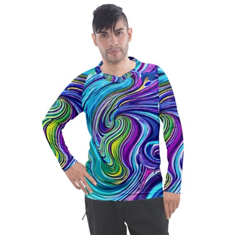 Waves Of Color Men s Pique Long Sleeve Tee by GardenOfOphir