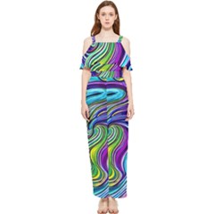 Waves Of Color Draped Sleeveless Chiffon Jumpsuit by GardenOfOphir