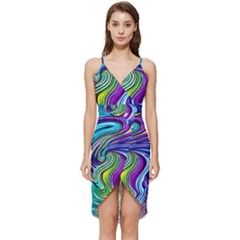 Waves Of Color Wrap Frill Dress by GardenOfOphir