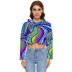 Waves Of Color Women s Lightweight Cropped Hoodie by GardenOfOphir