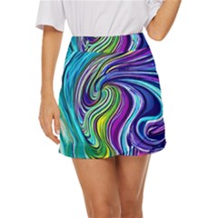 Waves Of Color Mini Front Wrap Skirt by GardenOfOphir