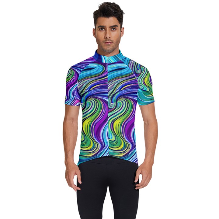 Waves Of Color Men s Short Sleeve Cycling Jersey