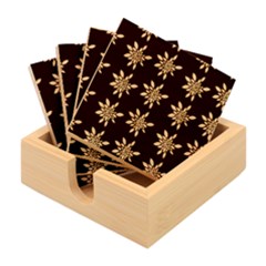 Art Floral Pattern Flower Seamless Decorative Bamboo Coaster Set by Wegoenart