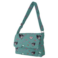 Raccoon Texture Seamless Scrapbooking Hearts Full Print Messenger Bag (m) by Wegoenart