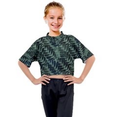 Background Pattern Leaves Texture Design Wallpaper Kids Mock Neck Tee