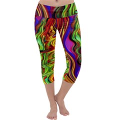 Swirls And Curls Capri Yoga Leggings by GardenOfOphir