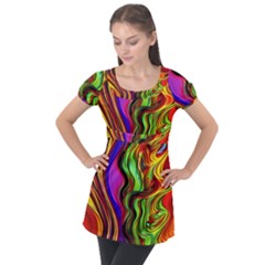 Swirls And Curls Puff Sleeve Tunic Top by GardenOfOphir