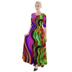 Swirls And Curls Half Sleeves Maxi Dress by GardenOfOphir