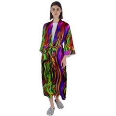 Swirls And Curls Maxi Satin Kimono by GardenOfOphir