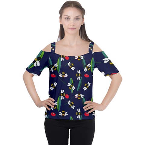 Art Floral Design Pattern Floral Pattern Cutout Shoulder Tee by Wegoenart