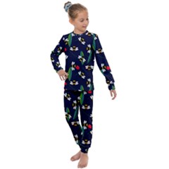 Art Floral Design Pattern Floral Pattern Kids  Long Sleeve Set  by Wegoenart