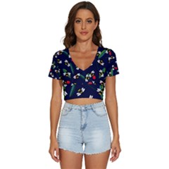 Art Floral Design Pattern Floral Pattern V-neck Crop Top by Wegoenart