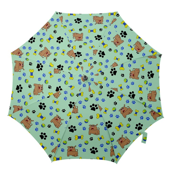 Dog Pattern Seamless Blue Background Scrapbooking Hook Handle Umbrellas (Medium)