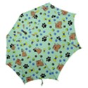 Dog Pattern Seamless Blue Background Scrapbooking Hook Handle Umbrellas (Medium) View2