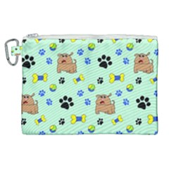 Dog Pattern Seamless Blue Background Scrapbooking Canvas Cosmetic Bag (xl) by Wegoenart