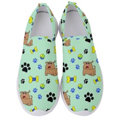 Dog Pattern Seamless Blue Background Scrapbooking Men s Slip On Sneakers by Wegoenart