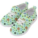 Dog Pattern Seamless Blue Background Scrapbooking Kids  Velcro Strap Shoes View2