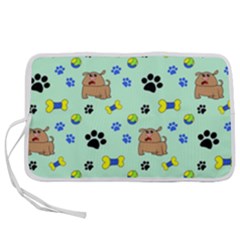 Dog Pattern Seamless Blue Background Scrapbooking Pen Storage Case (s) by Wegoenart