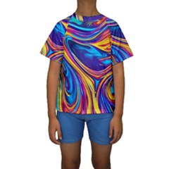 Dancing In The Liquid Light Kids  Short Sleeve Swimwear by GardenOfOphir