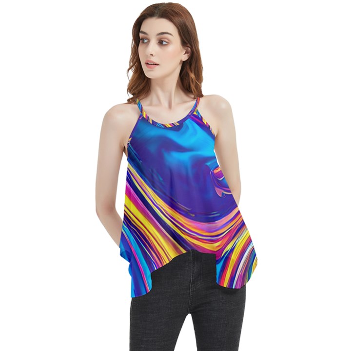 Dancing In The Liquid Light Flowy Camisole Tank Top