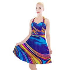 Dancing In The Liquid Light Halter Party Swing Dress  by GardenOfOphir