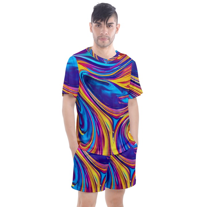 Dancing In The Liquid Light Men s Mesh Tee and Shorts Set