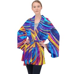 Dancing In The Liquid Light Long Sleeve Velvet Kimono  by GardenOfOphir