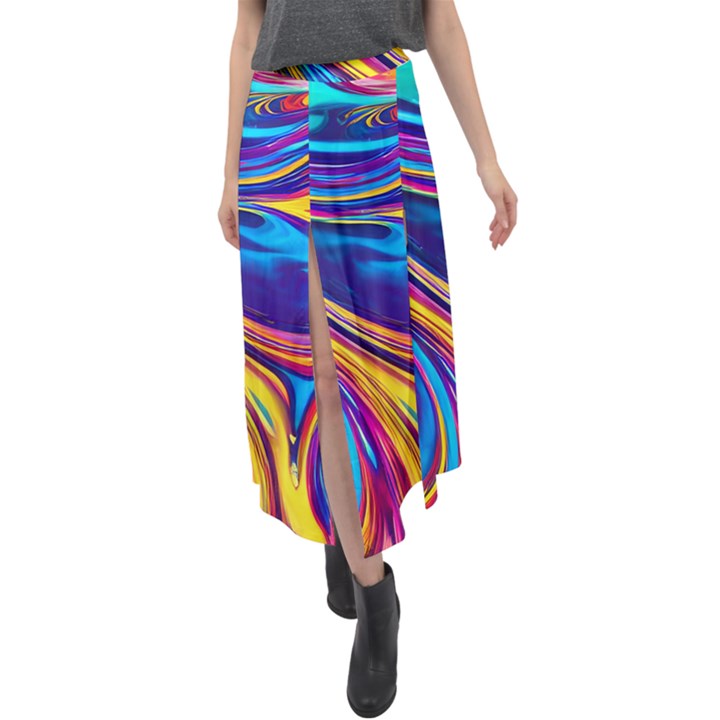 Dancing In The Liquid Light Velour Split Maxi Skirt