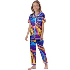 Dancing In The Liquid Light Kids  Satin Short Sleeve Pajamas Set by GardenOfOphir