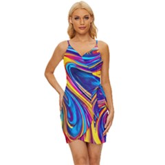 Dancing In The Liquid Light Wrap Tie Front Dress by GardenOfOphir