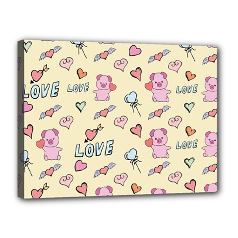 Pig Animal Love Romance Seamless Texture Pattern Canvas 16  X 12  (stretched) by Wegoenart