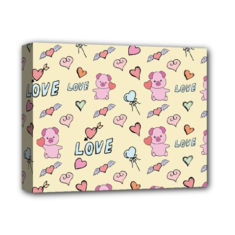 Pig Animal Love Romance Seamless Texture Pattern Deluxe Canvas 14  X 11  (stretched) by Wegoenart