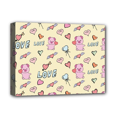 Pig Animal Love Romance Seamless Texture Pattern Deluxe Canvas 16  X 12  (stretched)  by Wegoenart