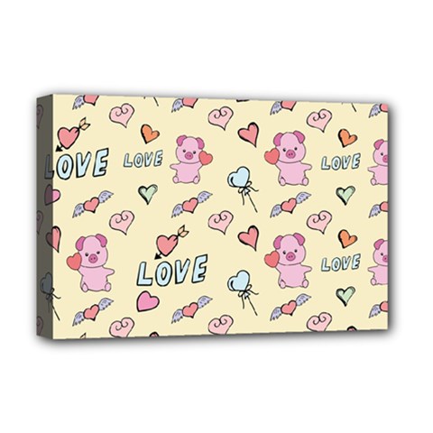 Pig Animal Love Romance Seamless Texture Pattern Deluxe Canvas 18  X 12  (stretched) by Wegoenart