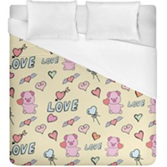 Pig Animal Love Romance Seamless Texture Pattern Duvet Cover (king Size) by Wegoenart