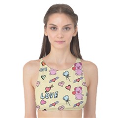 Pig Animal Love Romance Seamless Texture Pattern Tank Bikini Top by Wegoenart