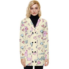 Pig Animal Love Romance Seamless Texture Pattern Button Up Hooded Coat  by Wegoenart