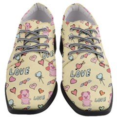 Pig Animal Love Romance Seamless Texture Pattern Women Heeled Oxford Shoes by Wegoenart